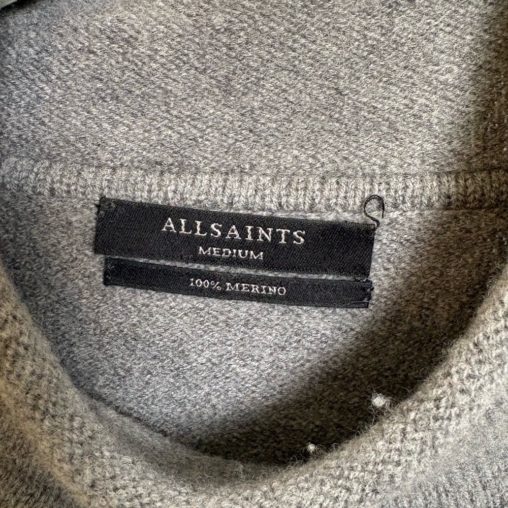 AllSaints Olsa Merino Wool Grey Sweater (Medium) - Picture 4 of 5